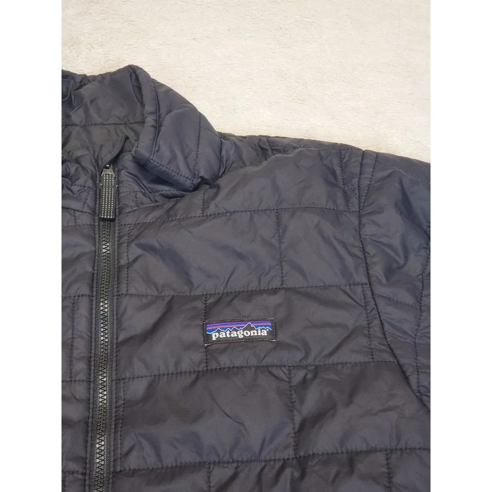 Patagonia Nany Puff Black Puffer Jacket Boys Kids 12 Basic Classic Winter Logo